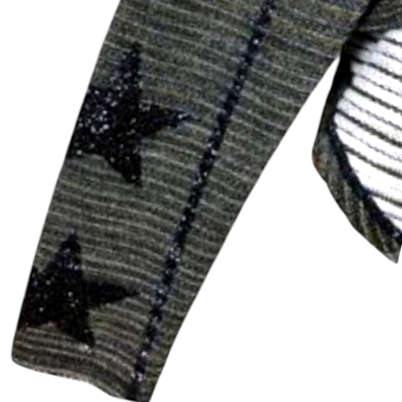 John John Striped Mock Neck Sequin Star Sleeve Sweater - Picture 3 of 8